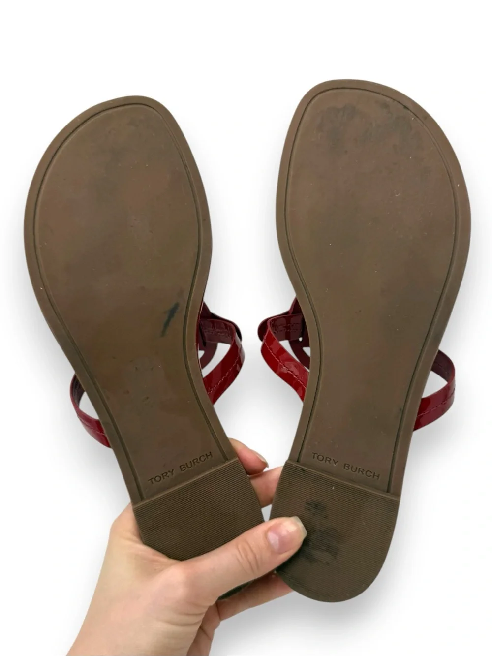 Tory Burch Patent Leather Miller Sandal Deep Red 9 Women’s